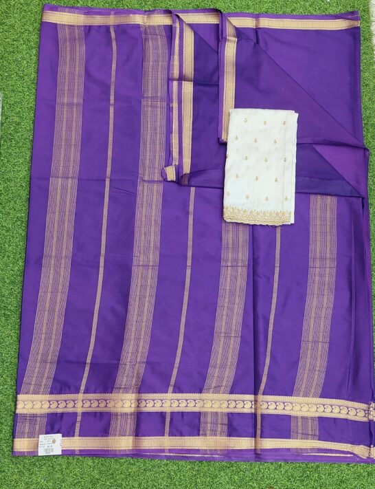 Semi crepe silk saree work blouse combo offer - Image 2
