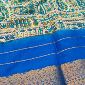 Blue Semi Creap Silk Sarees