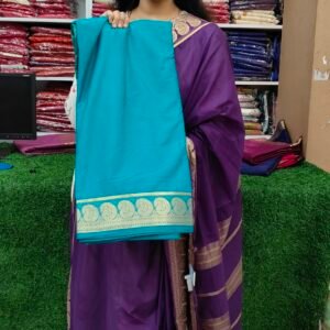 Cyan Semi Creap Silk Sarees