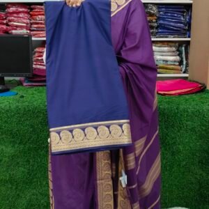 Blue Green Semi Creap Silk Sarees